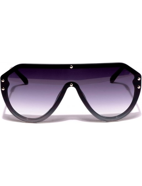 Semi-rimless Women's Round Oversized Sunglasses Plastic Black Frame - Black - CL18WKKXEW7 $9.28