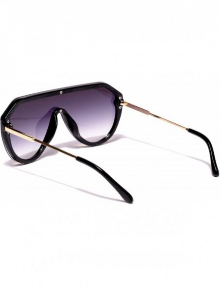 Semi-rimless Women's Round Oversized Sunglasses Plastic Black Frame - Black - CL18WKKXEW7 $9.28