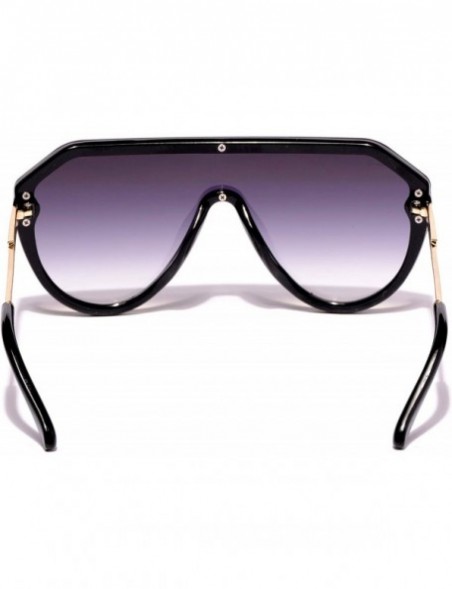 Semi-rimless Women's Round Oversized Sunglasses Plastic Black Frame - Black - CL18WKKXEW7 $9.28