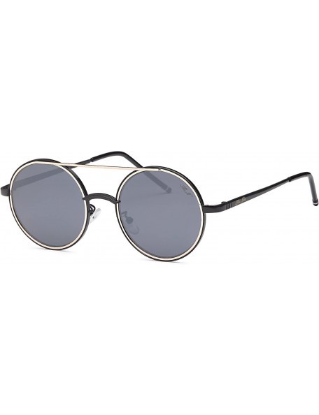 Round Round Retro Fashion Sunglasses - Black-gold - CX18G2A8CRU $19.97