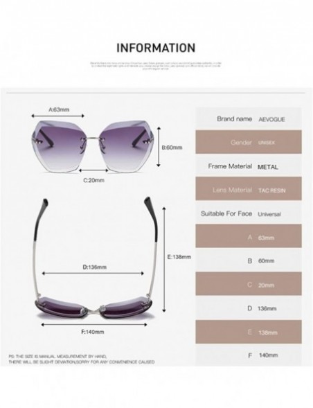 Oversized Sunglasses For Women Oversized Rimless Diamond Cutting Lens Sun Glasses AE0534 - Gold&brown - CE17YAQTYM6 $15.22