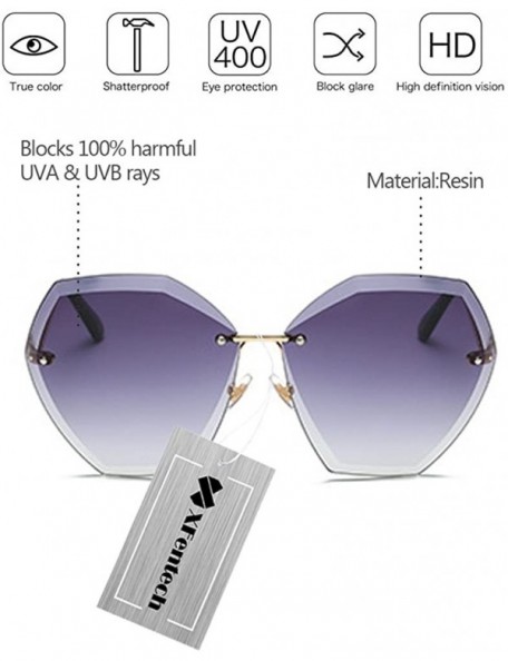 Oversized Charm Women Rimless Rimmed Oversized UV 400 Sunglasses - Gold Frame Grey Lens C1 - CG18DQ3L4I7 $8.57