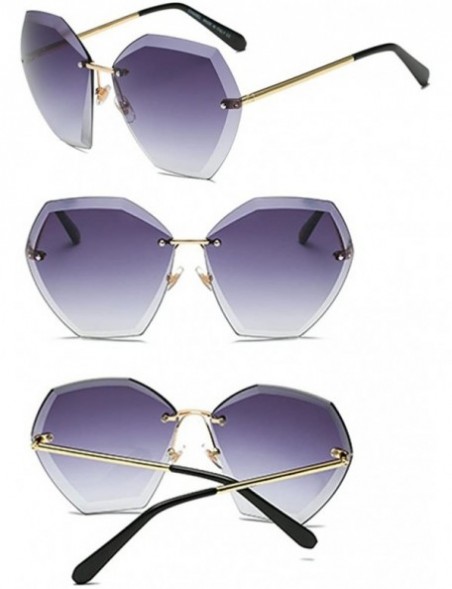 Oversized Charm Women Rimless Rimmed Oversized UV 400 Sunglasses - Gold Frame Grey Lens C1 - CG18DQ3L4I7 $8.57