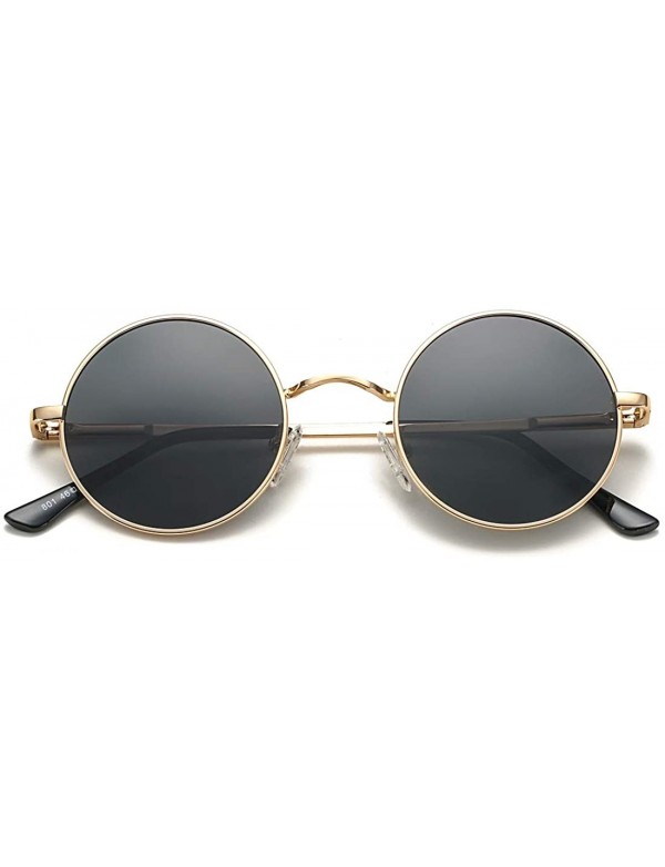 Oval Retro Small Round Polarized Sunglasses John Lennon Style Circle UV400 Sun Glasses - A6 Gold Frame/Grey Lens - C418SZ5I3S...