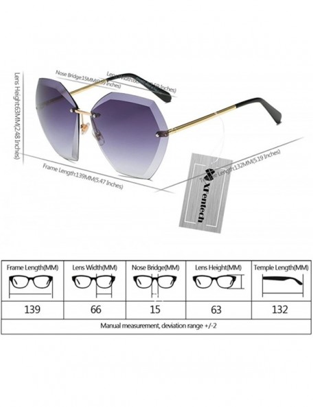 Oversized Charm Women Rimless Rimmed Oversized UV 400 Sunglasses - Gold Frame Grey Lens C1 - CG18DQ3L4I7 $8.57