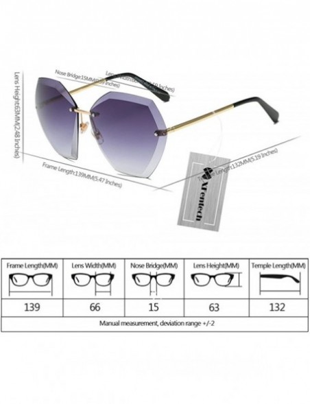 Oversized Charm Women Rimless Rimmed Oversized UV 400 Sunglasses - Gold Frame Grey Lens C1 - CG18DQ3L4I7 $8.57