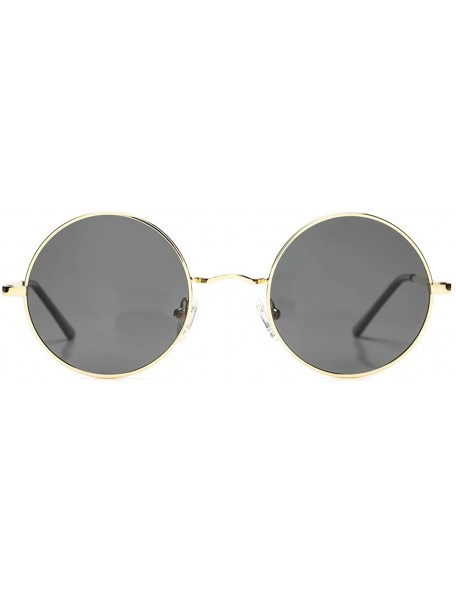Oval Retro Small Round Polarized Sunglasses John Lennon Style Circle UV400 Sun Glasses - A6 Gold Frame/Grey Lens - C418SZ5I3S...