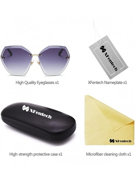 Oversized Charm Women Rimless Rimmed Oversized UV 400 Sunglasses - Gold Frame Grey Lens C1 - CG18DQ3L4I7 $8.57