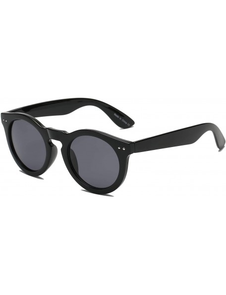 Oversized Retro Vintage Circle Round UV Protection Fashion Sunglasses for Men and Women - Black - CD18IQEL73Y $9.26