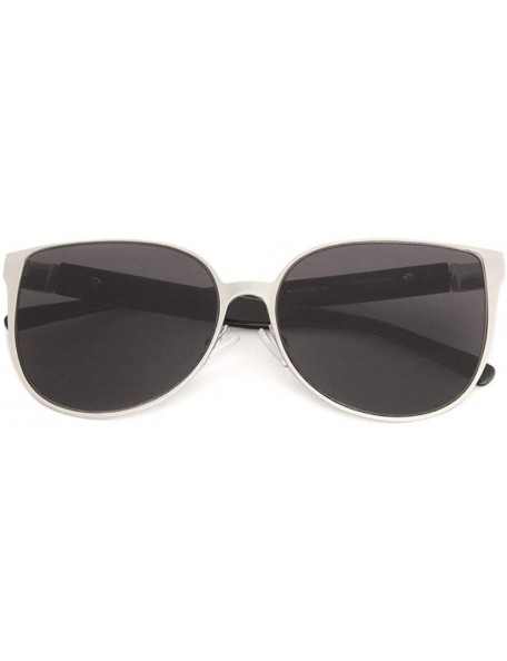 Cat Eye Flat Lens Frame Cat Eye Sunglasses - Black Silver - CQ1900KMNI3 $12.63