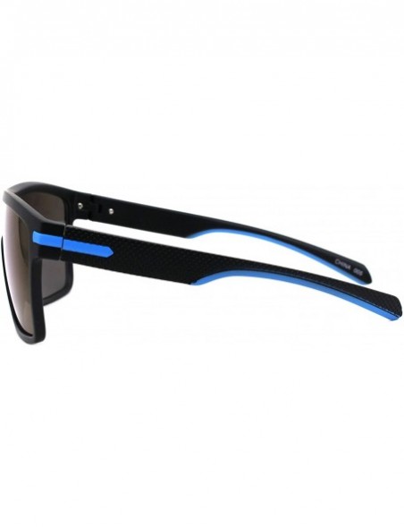 Shield Mens Fashion Sunglasses Square Sporty Shield Style Matte Shades UV 400 - Black Blue (Blue Mirror) - C4193XNM7D4 $12.78