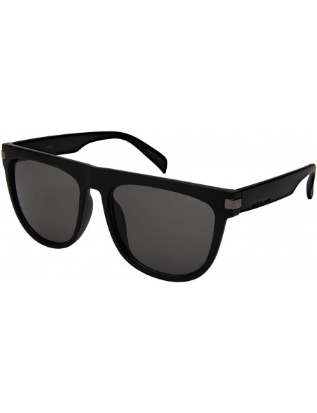 Wayfarer Horned Rim Sunglasses for Women Men Flat Top 541098-SD - Matte Black Frame/Grey Lens - CJ18K7I0QKO $11.50