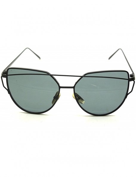 Round RetroUV Oversized Sunglasses Mirrored Fashion - Black Frame / Grey Lense - C212L9HHIBD $14.87