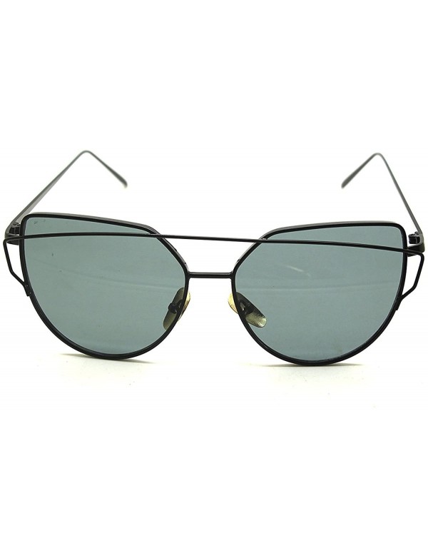 Round RetroUV Oversized Sunglasses Mirrored Fashion - Black Frame / Grey Lense - C212L9HHIBD $7.24