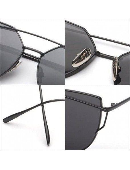 Round RetroUV Oversized Sunglasses Mirrored Fashion - Black Frame / Grey Lense - C212L9HHIBD $7.24