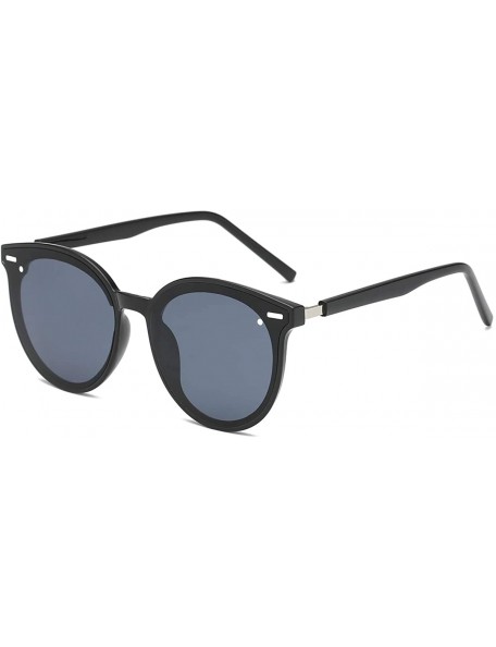 Oversized Vintage Retro Polarized Oversized Keyhole Round Mirrored Lens Sunglasses For Women Eyewear LK1801 - Black /Grey - C...