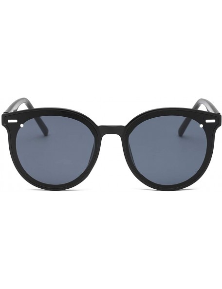 Oversized Vintage Retro Polarized Oversized Keyhole Round Mirrored Lens Sunglasses For Women Eyewear LK1801 - Black /Grey - C...