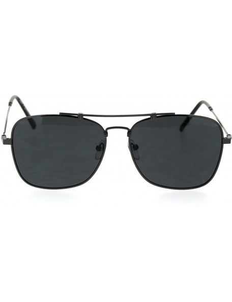 Square Mens Classic Rectangular Metal Wirerim Pilots Sunglasses - Gunmetal Black - CQ18SANON07 $12.41