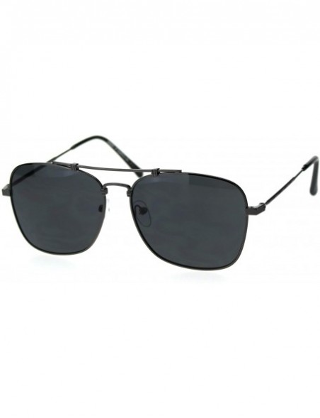 Square Mens Classic Rectangular Metal Wirerim Pilots Sunglasses - Gunmetal Black - CQ18SANON07 $12.41