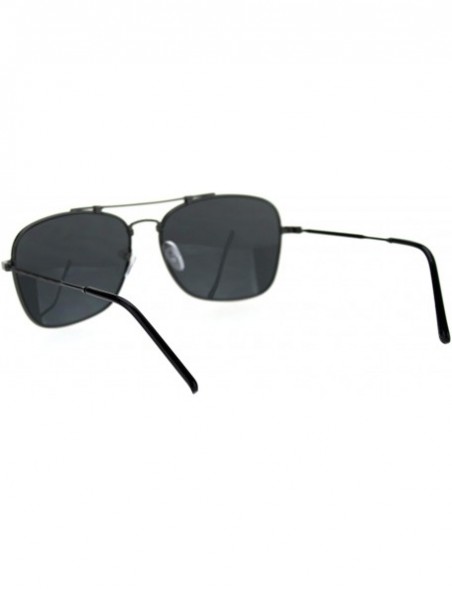 Square Mens Classic Rectangular Metal Wirerim Pilots Sunglasses - Gunmetal Black - CQ18SANON07 $12.41