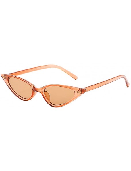 Goggle Retro Narrow Cat Eye Sunglasses for Women Clout Goggles Plastic Frame Birthday Gift For Girls - 4 - CM18SA7WICS $6.73