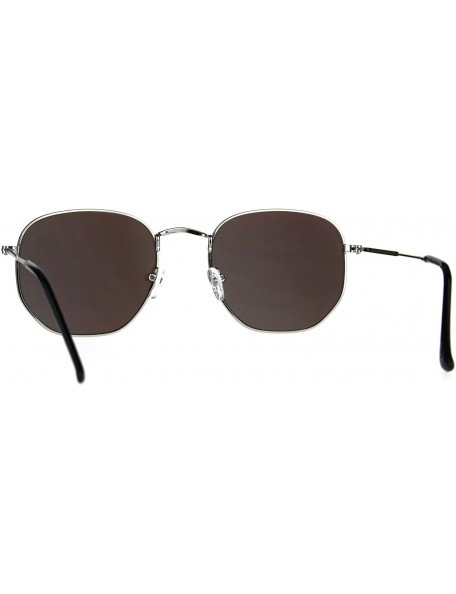 Rectangular Mens Reflective Color Mirror Rectangular Metal Rim Sunglasses - Silver Blue - CS187AYAM5X $12.22