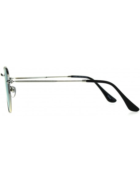 Rectangular Mens Reflective Color Mirror Rectangular Metal Rim Sunglasses - Silver Blue - CS187AYAM5X $12.22