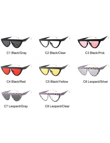 Cat Eye Cat Eye Flat Frame Sunglasses for Women - C8 Leopard Clear - CR19809N4NL $10.41