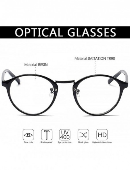 Oval Women Glasses-Retro Fashion Lightweight Black Frame Clear Lenses Glasses - Light Brown - CF18A8AGY79 $8.90