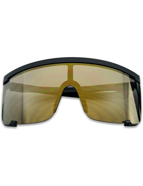 Rimless Large Flat Top Shield Sunglasses Semi-Rimless Square Mirrored Visor Aviator Style Shades 2-Pack - C318I9Q7Y2R $26.48