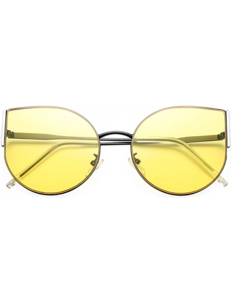 Cat Eye Cat Eye Sunglasses for Women Metal Frame UV400 - Black-white/Yellow - CV18S8MQXDS $14.20