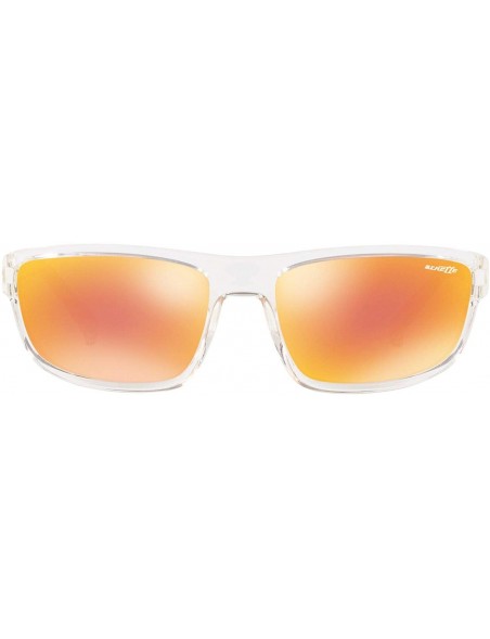 Rectangular Men's An4259 Borrow Rectangular Sunglasses - Transparent/Orange Mirror Red - CD18R4IM38T $29.26