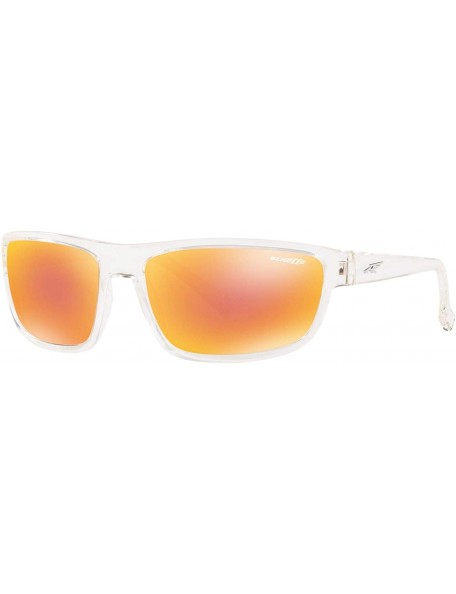 Rectangular Men's An4259 Borrow Rectangular Sunglasses - Transparent/Orange Mirror Red - CD18R4IM38T $29.26