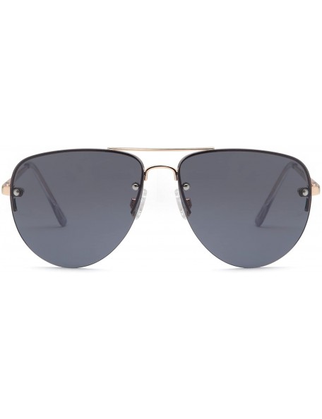 Round Womens Oversized Aviator Sunglasses - Grey Lens on Gold Frame - C4183N4ITSA $18.44