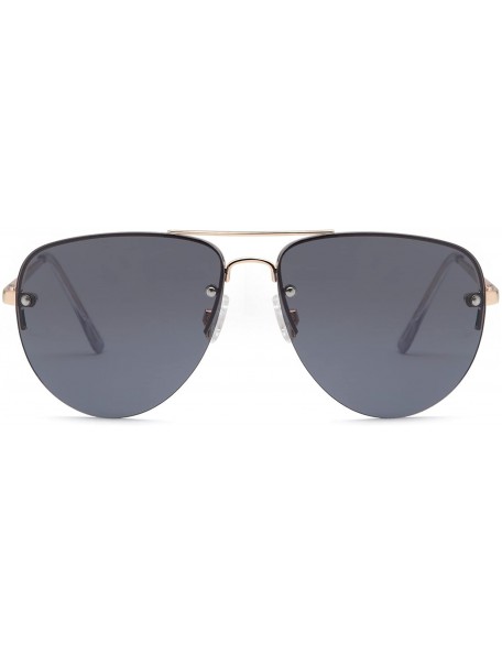 Round Womens Oversized Aviator Sunglasses - Grey Lens on Gold Frame - C4183N4ITSA $9.79