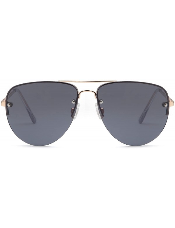 Round Womens Oversized Aviator Sunglasses - Grey Lens on Gold Frame - C4183N4ITSA $9.79