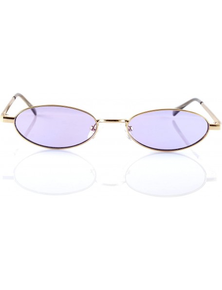 Oval Vintage Slim Wide Open Oval Flat Lens Smoke Color Tinted Sunglasses A176 - Purple - CE18GD69SGX $9.72