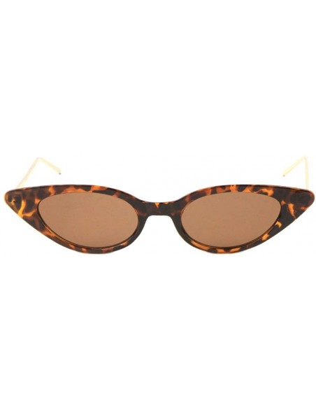 Cat Eye Thin Metal Temple Retro Sharp Round Cat Eye Sunglasses - Brown Demi - CJ1985YILSG $14.08