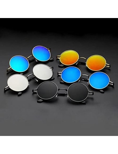 Round New Steampunk Vintage Hippy Classic Round Sunglasses for Men Women - Blue - C911Z7KDRVT $12.07