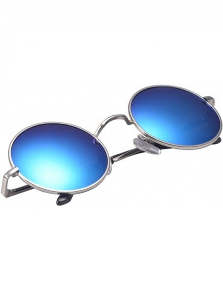 Round New Steampunk Vintage Hippy Classic Round Sunglasses for Men Women - Blue - C911Z7KDRVT $12.07