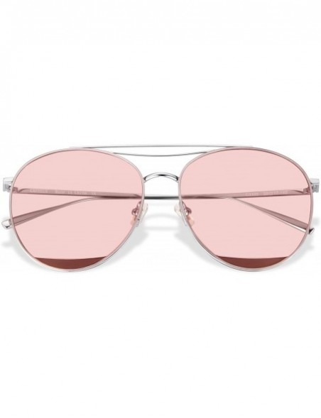 Aviator Classic Aviator Flat Lens Sunglasses for Women and Men Double Bridge - Silver Frame/Trans Pink Lens - CP18GLGSXI7 $24.46