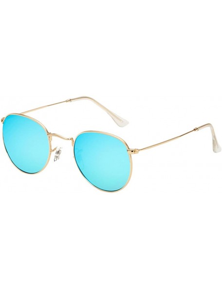 Sport Vintage Metal Round Oversized Sunglasses & Case Designer Sunglasse Women - Gold&blue - CV1808OTTSU $15.35