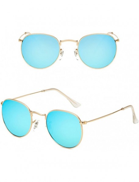 Sport Vintage Metal Round Oversized Sunglasses & Case Designer Sunglasse Women - Gold&blue - CV1808OTTSU $15.35