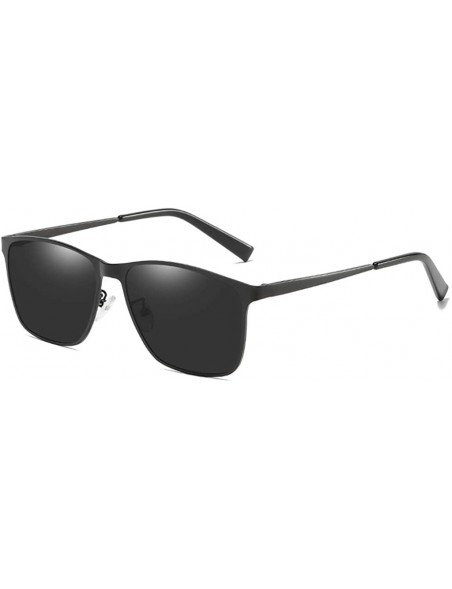 Square Sunglasses Polarized Antiglare Anti ultraviolet Travelling - Black - C018WQXAIA8 $27.38