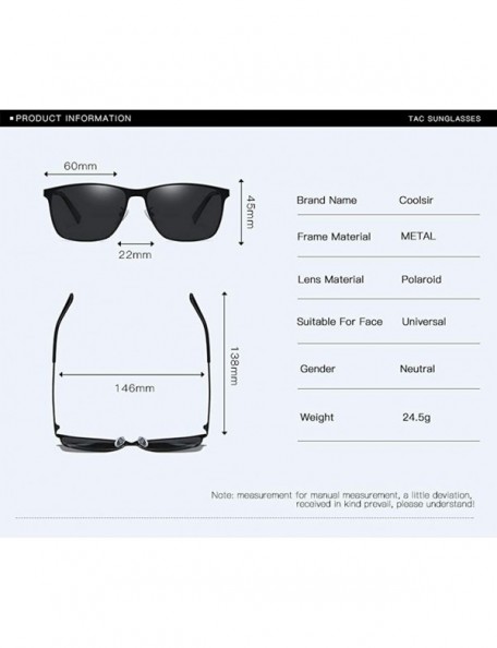 Square Sunglasses Polarized Antiglare Anti ultraviolet Travelling - Black - C018WQXAIA8 $27.38