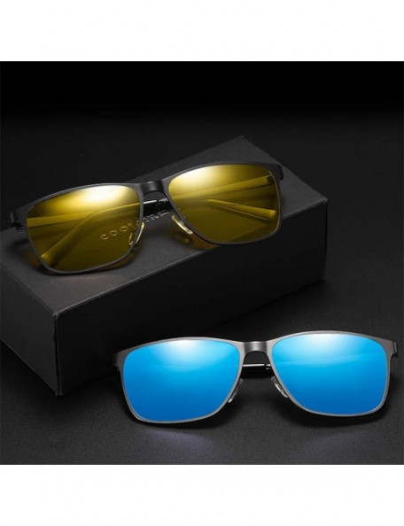 Square Sunglasses Polarized Antiglare Anti ultraviolet Travelling - Black - C018WQXAIA8 $27.38