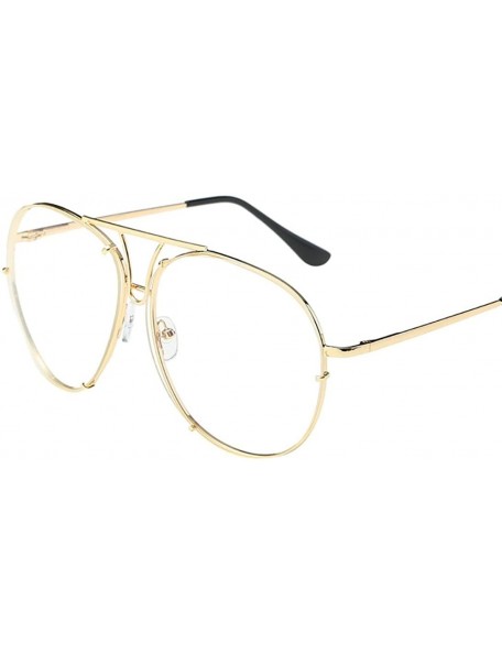 Cat Eye Womens Aviator Sunglasses Fashion Female Oversized Flat Top Round Sun Glasses Metal Frame - L - C118DTTOR7X $10.98