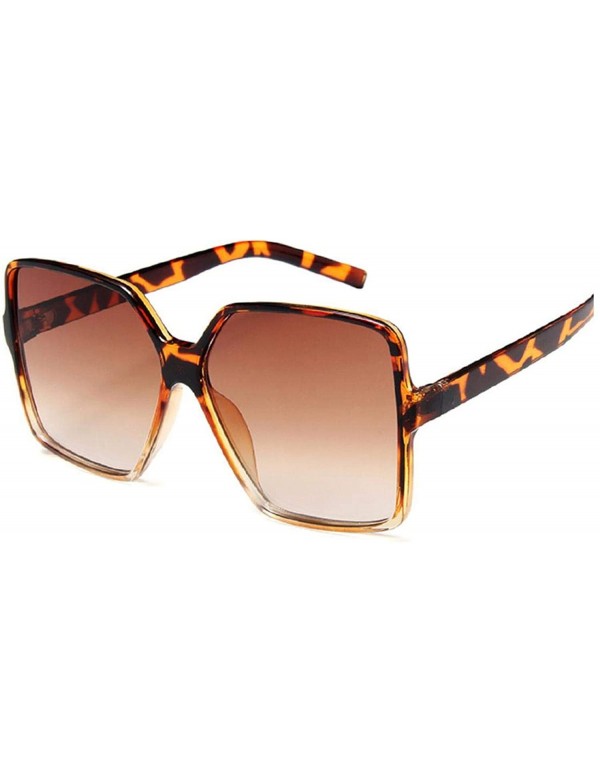 Square Luxury Square Sunglasses Women Retro Frame Big Sun Glasses Female Vintage Gradient Male Feminino - Leopard Brown - C21...