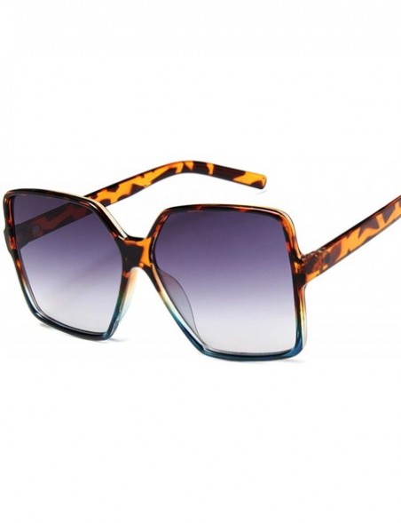 Square Luxury Square Sunglasses Women Retro Frame Big Sun Glasses Female Vintage Gradient Male Feminino - Leopard Brown - C21...
