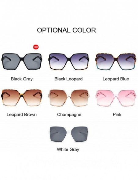 Square Luxury Square Sunglasses Women Retro Frame Big Sun Glasses Female Vintage Gradient Male Feminino - Leopard Brown - C21...